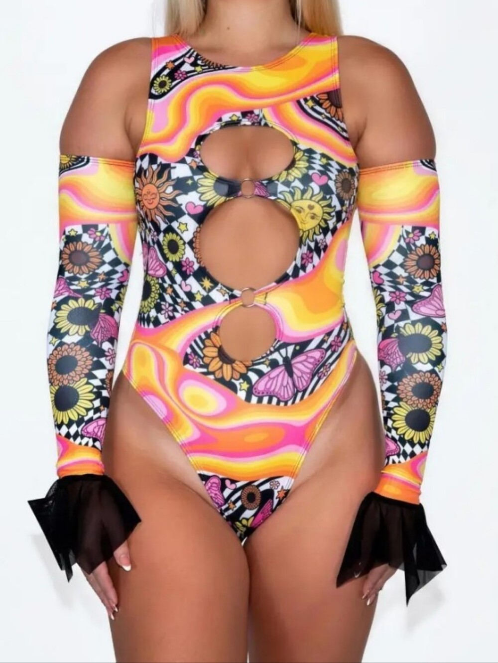 Freedom Rave Wear Sundaze Chakra Bodysuit Sz 2x